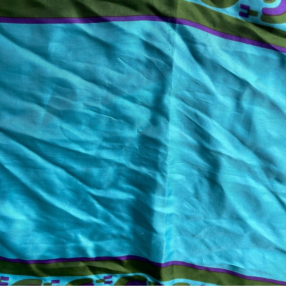 Turquoise green purple scarf no tags feels like silk or silk blend vintage - Picture 4 of 7